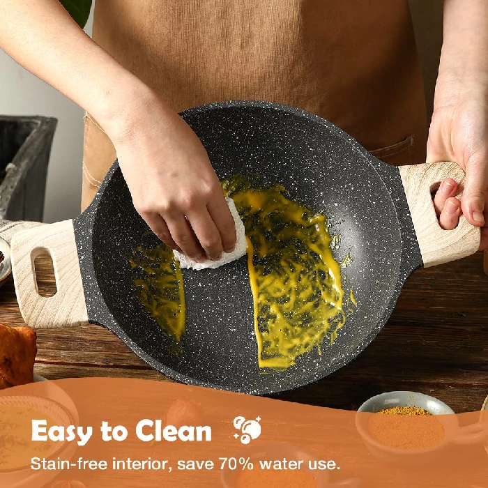 CAROTE 24cm-2.4L Non Stick Kadai, Induction Kadai, Granite Stone Kadhai with Lid, Deep Frying Pan, Kadai with Lid for Cooking, Biryani Pot, 24cm-4.webp